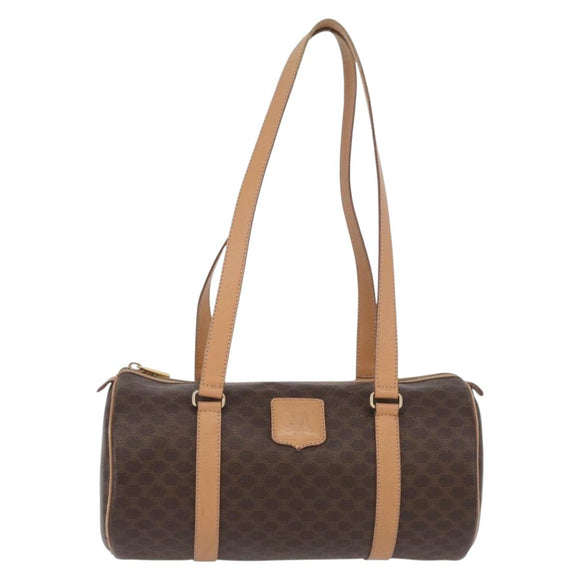 CELINE Macadam Canvas Hand Bag PVC Leather Brown Gold Auth 171455V