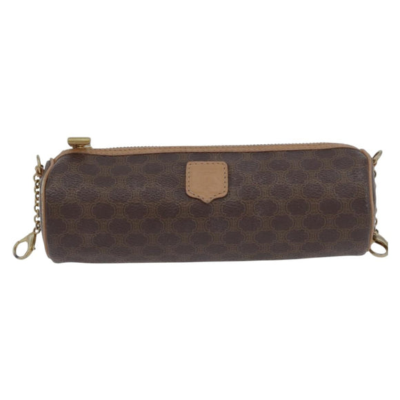 CELINE Macadam Canvas Hand Bag PVC Leather Brown Gold Auth 171455V