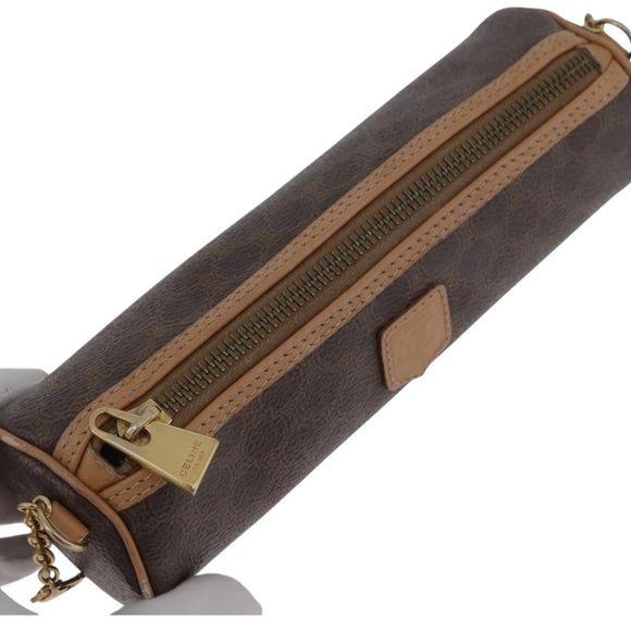CELINE Macadam Canvas Hand Bag PVC Leather Brown Gold Auth 171455V