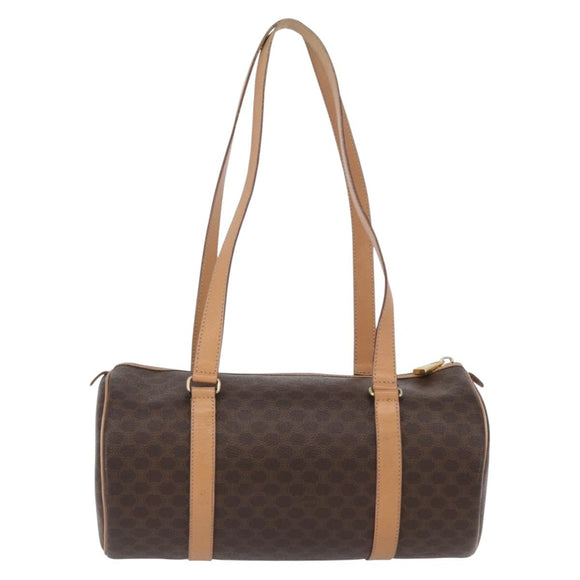 CELINE Macadam Canvas Hand Bag PVC Leather Brown Gold Auth 171455V