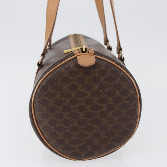 CELINE Macadam Canvas Hand Bag PVC Leather Brown Gold Auth 171455V