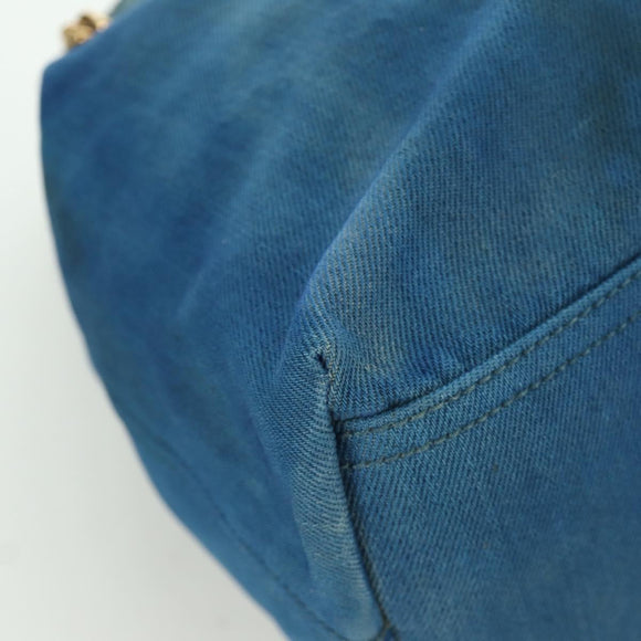 GUCCI Soho Chain Shoulder Bag Canvas Blue Gold 308982 Auth 171460