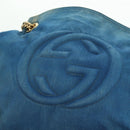 GUCCI Soho Chain Shoulder Bag Canvas Blue Gold 308982 Auth 171460-19