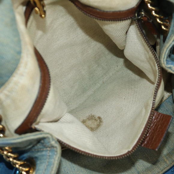 GUCCI Soho Chain Shoulder Bag Canvas Blue Gold 308982 Auth 171460