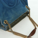 GUCCI Soho Chain Shoulder Bag Canvas Blue Gold 308982 Auth 171460-6