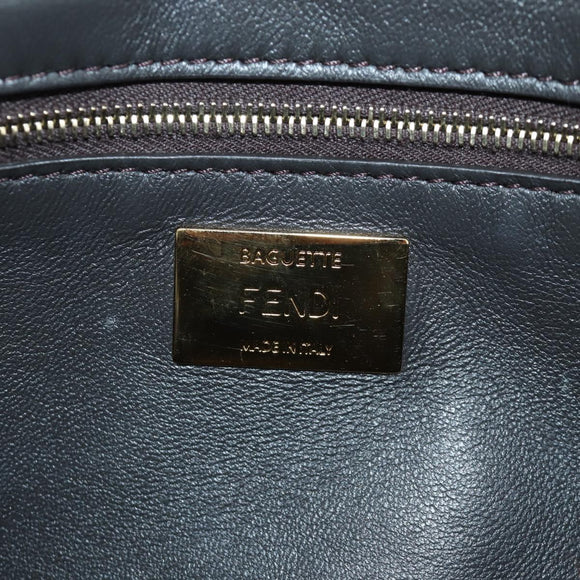 FENDI Zucca Canvas Mamma Baguette Shoulder Bag Brown Black Auth 171464SM
