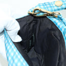FENDI Mamma Baguette Shoulder Bag Nylon 2way Light Blue Gold Auth 171465M-26