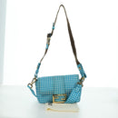 FENDI Mamma Baguette Shoulder Bag Nylon 2way Light Blue Gold Auth 171465M-12