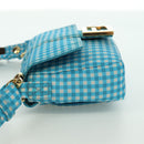 FENDI Mamma Baguette Shoulder Bag Nylon 2way Light Blue Gold Auth 171465M-3