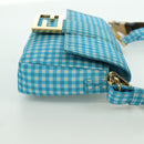 FENDI Mamma Baguette Shoulder Bag Nylon 2way Light Blue Gold Auth 171465M-4