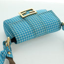 FENDI Mamma Baguette Shoulder Bag Nylon 2way Light Blue Gold Auth 171465M-6