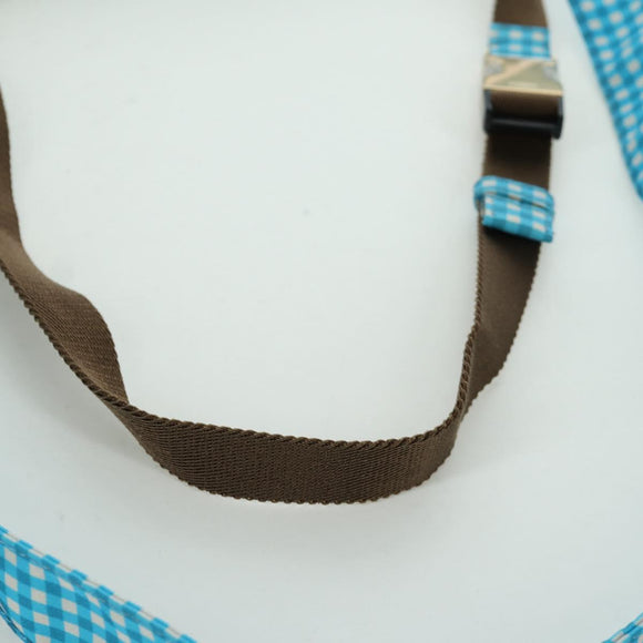 FENDI Mamma Baguette Shoulder Bag Nylon 2way Light Blue Gold Auth 171465M