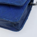CHANEL Chain Matelasse 2.55 Shoulder Bag Canvas Navy Silver CC Auth 171466A-10
