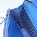 CHANEL Chain Matelasse 2.55 Shoulder Bag Canvas Navy Silver CC Auth 171466A-19