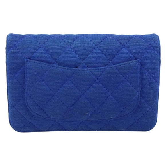 CHANEL Chain Matelasse 2.55 Shoulder Bag Canvas Navy Silver CC Auth 171466A