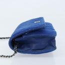 CHANEL Chain Matelasse 2.55 Shoulder Bag Canvas Navy Silver CC Auth 171466A-5