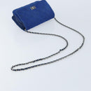 CHANEL Chain Matelasse 2.55 Shoulder Bag Canvas Navy Silver CC Auth 171466A-7