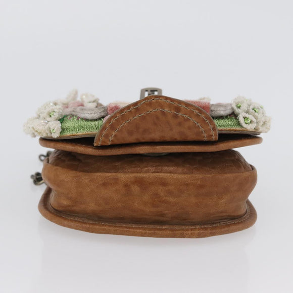 FENDI Chain Shoulder Bag Leather 2way Brown Auth 171467V