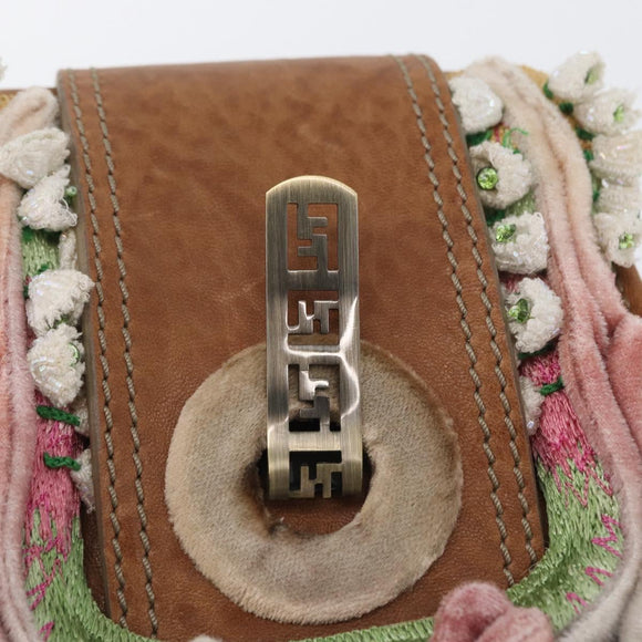 FENDI Chain Shoulder Bag Leather 2way Brown Auth 171467V