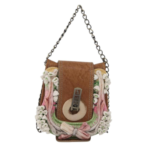 FENDI Chain Shoulder Bag Leather 2way Brown Auth 171467V