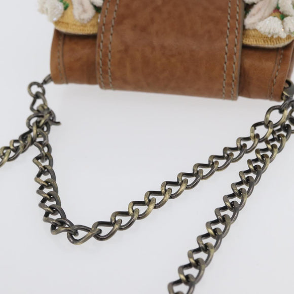 FENDI Chain Shoulder Bag Leather 2way Brown Auth 171467V