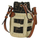 FENDI Step Out Chain Zucca Canvas Mamma Baguette Bag Brown Black Auth 171470SAM-1