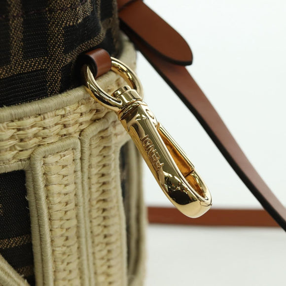 FENDI Step Out Chain Zucca Canvas Mamma Baguette Bag Brown Black Auth 171470SAM