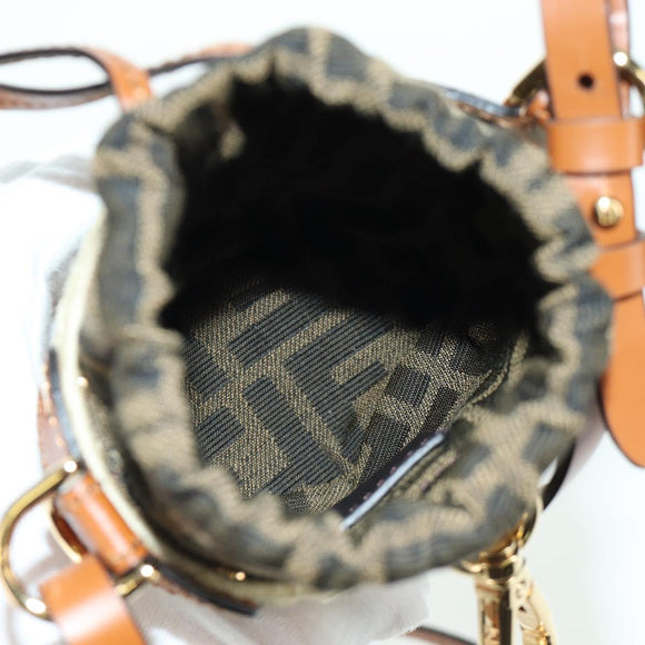 FENDI Step Out Chain Zucca Canvas Mamma Baguette Bag Brown Black Auth 171470SAM