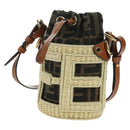 FENDI Step Out Chain Zucca Canvas Mamma Baguette Bag Brown Black Auth 171470SAM-2