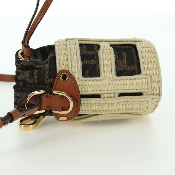 FENDI Step Out Chain Zucca Canvas Mamma Baguette Bag Brown Black Auth 171470SAM