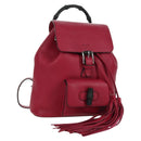 GUCCI Bamboo Backpack Leather Pink Silver 387149 Auth 171479V-1