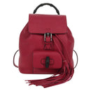 GUCCI Bamboo Backpack Leather Pink Silver 387149 Auth 171479V-13