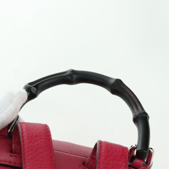 GUCCI Bamboo Backpack Leather Pink Silver 387149 Auth 171479V