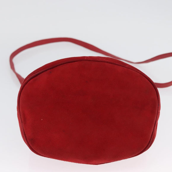 FENDI Hand Bag Suede 2way Red Gold Auth 171482V