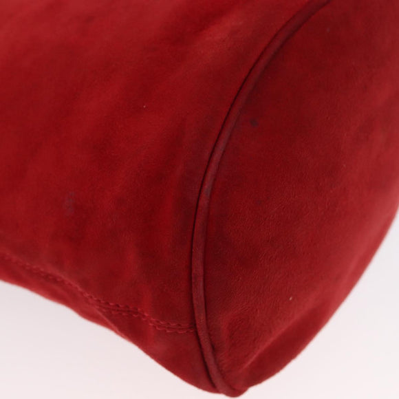 FENDI Hand Bag Suede 2way Red Gold Auth 171482V