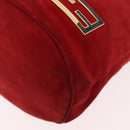 FENDI Hand Bag Suede 2way Red Gold Auth 171482V-15