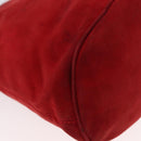 FENDI Hand Bag Suede 2way Red Gold Auth 171482V-16
