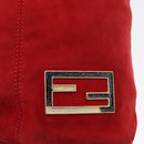 FENDI Hand Bag Suede 2way Red Gold Auth 171482V-18