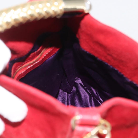 FENDI Hand Bag Suede 2way Red Gold Auth 171482V