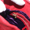 FENDI Hand Bag Suede 2way Red Gold Auth 171482V-22