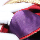 FENDI Hand Bag Suede 2way Red Gold Auth 171482V-12