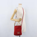FENDI Hand Bag Suede 2way Red Gold Auth 171482V-24