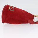 FENDI Hand Bag Suede 2way Red Gold Auth 171482V-3