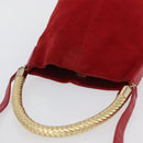 FENDI Hand Bag Suede 2way Red Gold Auth 171482V-6