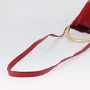 FENDI Hand Bag Suede 2way Red Gold Auth 171482V-8