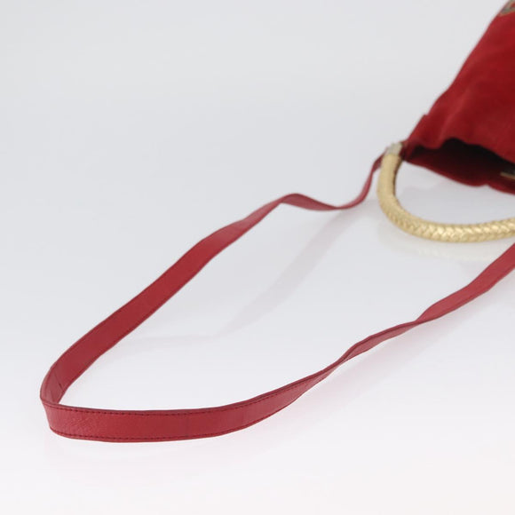 FENDI Hand Bag Suede 2way Red Gold Auth 171482V