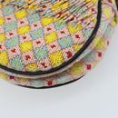 Christian Dior Beads Saddle Hand Bag Canvas Multicolor Gold Auth 171485SM-12
