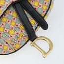 Christian Dior Beads Saddle Hand Bag Canvas Multicolor Gold Auth 171485SM-15