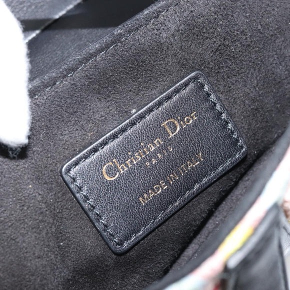 Christian Dior Beads Saddle Hand Bag Canvas Multicolor Gold Auth 171485SM