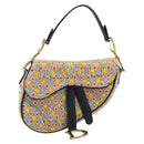 Christian Dior Beads Saddle Hand Bag Canvas Multicolor Gold Auth 171485SM-2